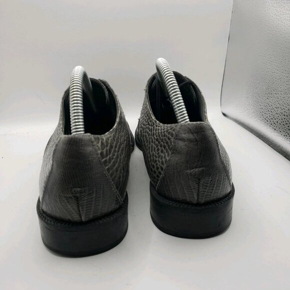 Stacy Adams Mens Gray Leather Crocodile Print Oxford Shoe 8.5 M Pietro 24675 - Picture 6 of 8